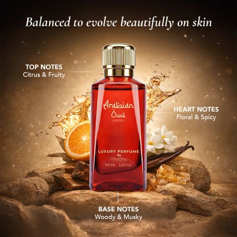 MissBliss Arabian Oud Long Lasting Unisex Fragrance - Sweet Amber & Vanilla Musk Notes Eau de Parfum - 100 ml (For Men & Women) - Image 6