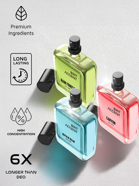 BRIT ACCENT Combo Pack of 3|Depth Of  Ocean-RainForest-Canyon|Parfum|Long-Lasting|Premium| Eau de Toilette 150  ml