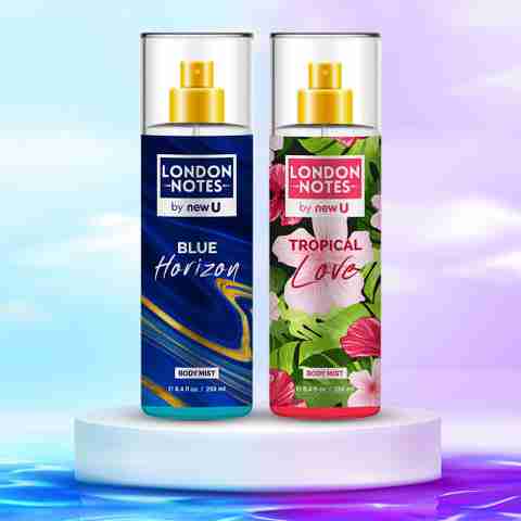 London Notes Body Mist 250ml Pack of Tropical Love Blue Horizon,  500ml Eau de Toilette 500 ml