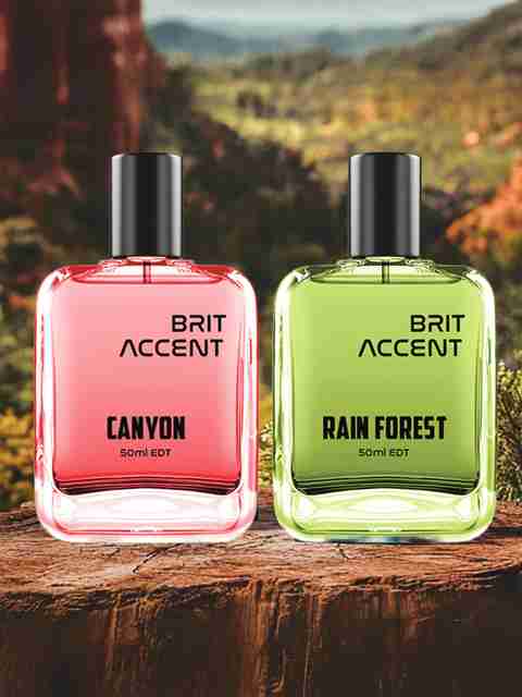 BRIT ACCENT Combo Pack Of  2|Rain-Forest-Canyon|Parfum|Long-Lasting|Specially Currated Eau de Toilette  100 ml