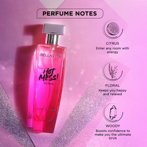 BELLAVITA HOT MESS WOMAN Perfume with Jasmine, Rose and Vanilla Notes|Long  Lasting scent| Eau de Parfum 100 ml