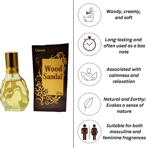 Herbal Treasures Mysore Cauvery Sandalwood Fragrance Perfume, 60ml Unisex  Perfume 60 ml