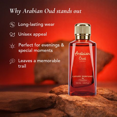 MissBliss Arabian Oud Long Lasting Unisex Fragrance - Sweet Amber & Vanilla Musk Notes Eau de Parfum - 100 ml (For Men & Women) - Image 8