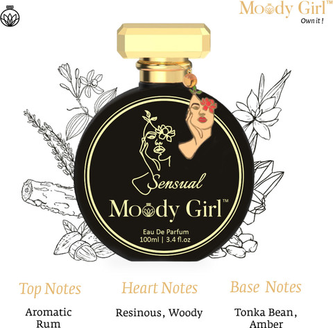 Moody Girl Sensual Mood Enhancing Luxury Perfume Aromatic Rum, Tonka Beans  Fragrance Eau de Parfum 100 ml