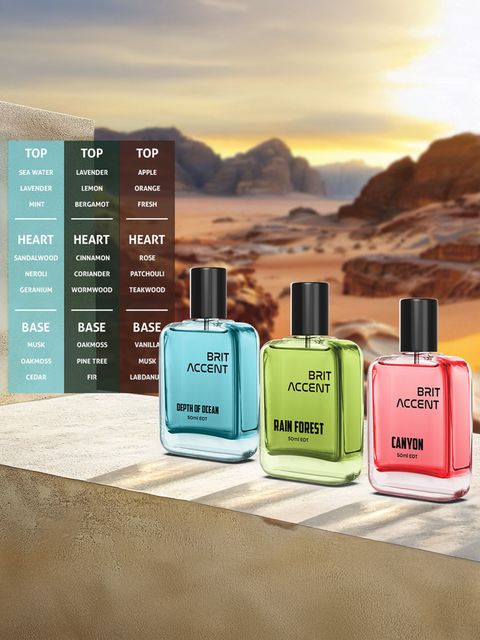 BRIT ACCENT Combo Pack of 3|Depth Of Ocean-RainForest-Canyon|Parfum|Long-Lasting|Premium| Eau de Toilette - 150 ml (For Men) - Image 5
