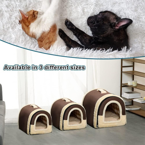 Fluffy Igloo Dog House Portable Cat Igloo Bed with Removable