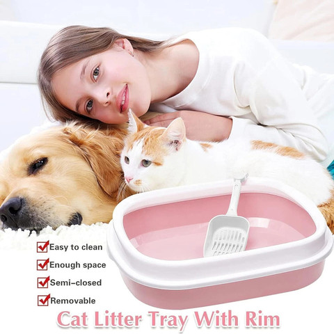 Petfun Cat Litter Box with Scooper Tray Semi Closed Style with