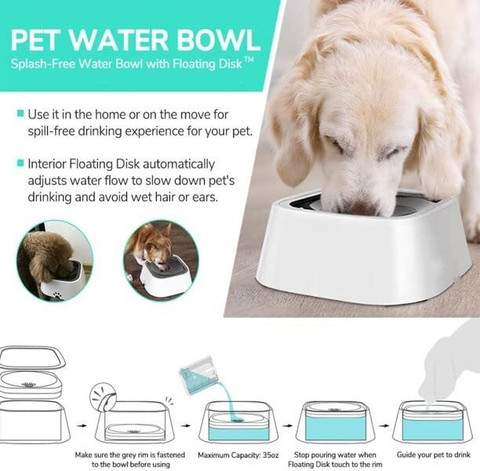 Cpixen Travel Dog Water Bowl Splash Proof Anti Spill Slow Feeder Cat Water  Portable Plastic Pet Bowl