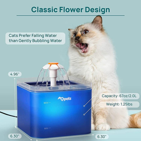 Qpets Fountain with Filter, Automatic Pet Water Fountain for Cats