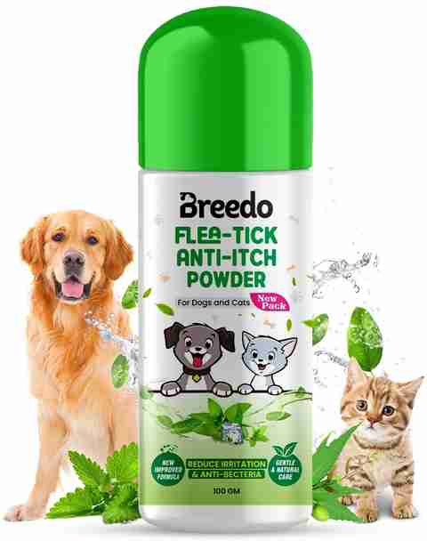 Breedo Dog Cat Flea-Tick Anti-Itch Powder 155 ml Pet Coat