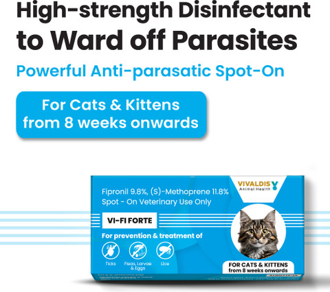 VIVALDIS Spot On for Cats, Monthly Preventive Treatment for Ticks
