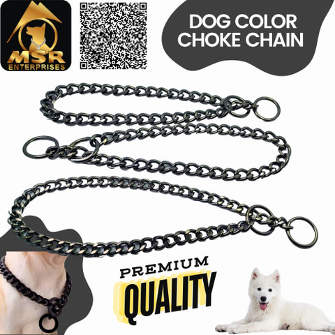 MSR Durable Dog Feet Choke Chain in Black, Sleek, Secure, Size