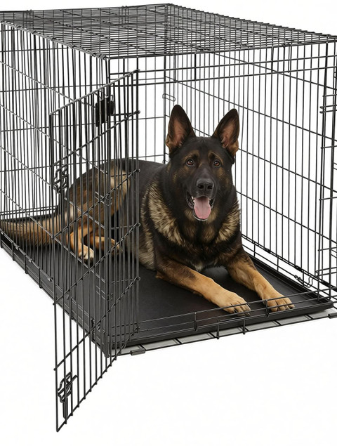 Horianzo Metal Foldable Dog Puppy Cage, Crate, Kennel, Double Door