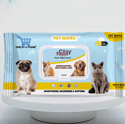 THE DDS STORE 80 pc Pet Wet Wipes for Dogs,Cats Kittens Pet Ear Eye Wipes  Pet Ear Eye Wipes
