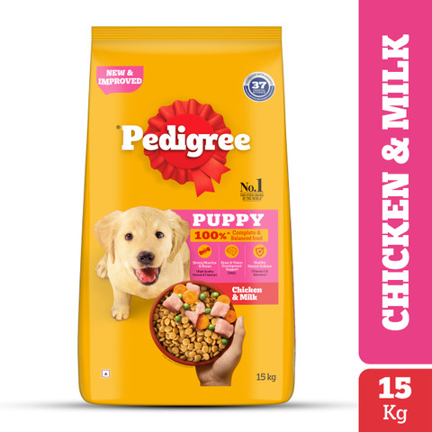 PEDIGREE 100% Nutrition Chicken, Milk 15 kg Dry Young Puppy Food