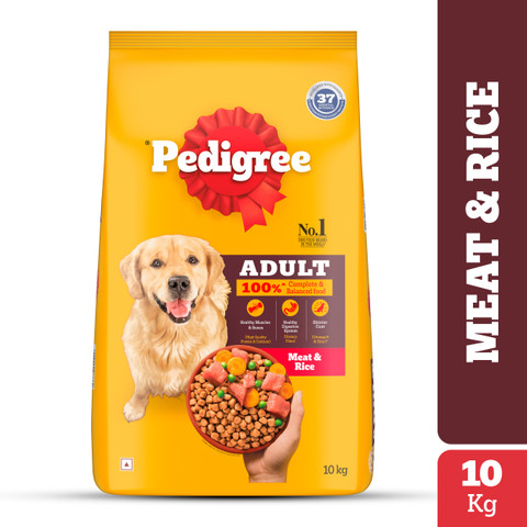 PEDIGREE 100% Nutrition Meat, Rice 10 kg Dry Adult Dog Food Price