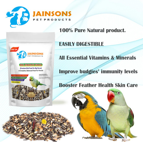 Jainsons Pet Products Big Parrot Food 11-12 Types of Seeds Ideal Food for  Parakeets, Parrots, Macaw, Sparrows, Budgies, Finches and Love Birds (900 