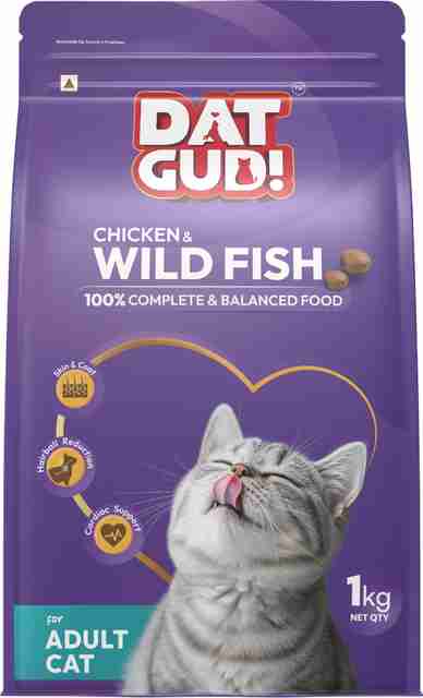 DatGud Chicken & Wild Fish, Adult Dry Cat Food Fish 1 kg Dry Adult Cat Food - Image 3