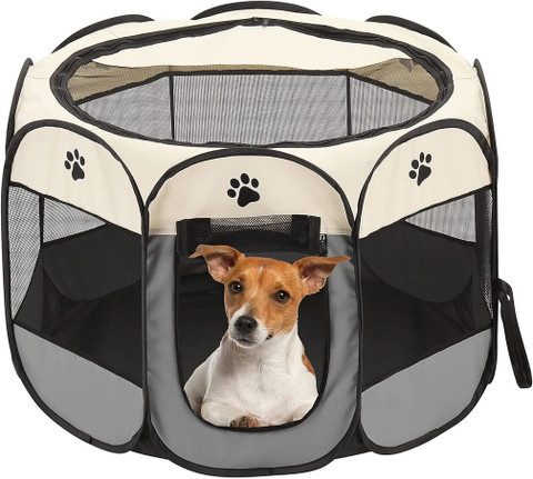 HANNEA Foldable Pet Playpen Breathable Indoor Pet Fence Pet Enclosure with  Mesh Window Dog, Cat Hutch