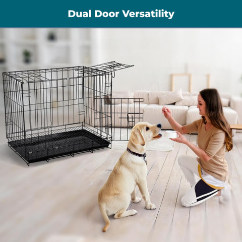 Small Animal Crate PETSAPIENS Foldable Cage For Small Dogs Cats