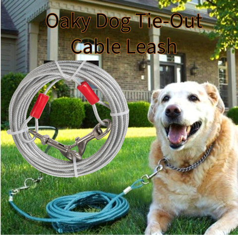 oaky 6FT (6MM) Tie Out Cable Dog Leash Extra Strong Vinyl Coated Galvanized  Cable 183 cm Dog Cord Leash