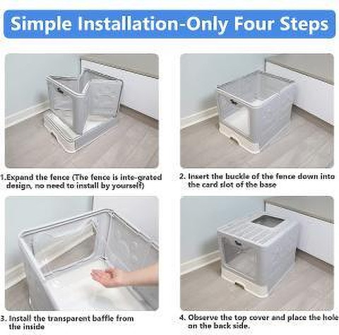 Qpets Oversized Enclosed Cat Litter Box with Odor Door Hard Crate