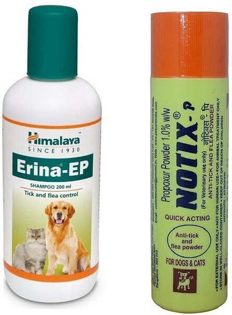 Himalaya Herbals Erina EP Shampoo Notix Powder Flea and Tick Himalya  Erina EP 200 ml with Notix Powder 100 gm Dog Shampoo