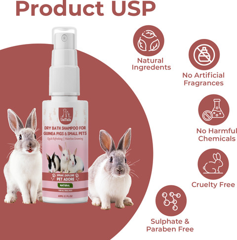 Unitailz Dry Bath Shampoo For Guinea Pigs Small Pets, Rabbit
