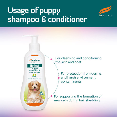 HIMALAYA Erina Puppy Shampoo Conditioner I Mild Gentle I pH Balanced I  Improves Coat Conditioning Mild Dog Shampoo