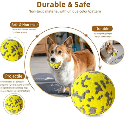 Qpets Durable Bouncy Dog Ball for Dogs, High Elasticity TPU Toys for Dogs,  Dog Toy Fiber Ball For Dog Cat