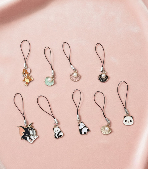 Quvira Cute Cartoon & Pearl Shell Mobile Phone Hanging Charm Phone