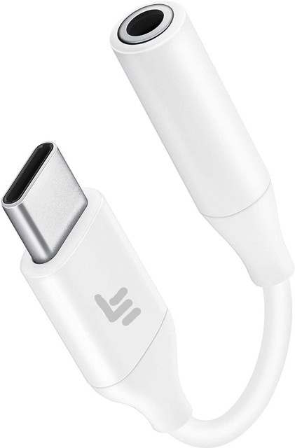 Pacificdeals White Type C (USB-C to Stereo Audio Splitter Jack  Adapter Compatible For 20, 20 Pro Phone Converter