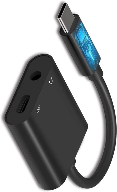 SANNO WORLD Black Type C Audio and Charger Adapter 2-in-1