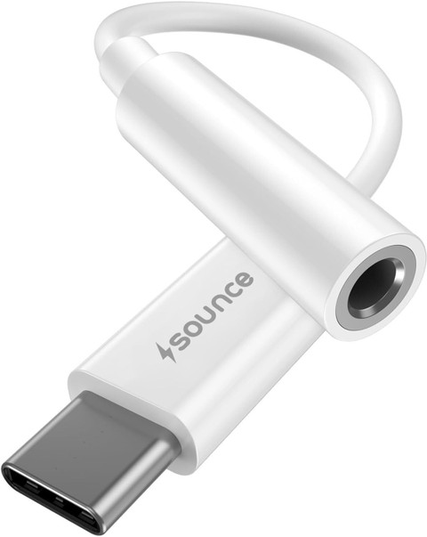sounce White Type C to Headphone Jack Adapter Phone