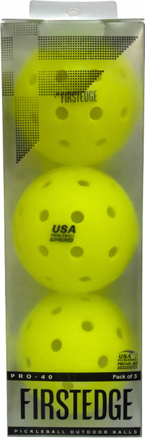 Firstedge Pro-40 Pickleball Outdoor Balls (Set of 3) | 40-Hole