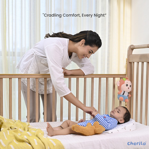 Cherilo Memory Foam Baby Pillow Pack of Geometric C Shaped Elevated Wedge  Pillow for Baby Crib Mattress