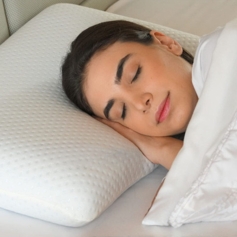 Sleepsia Memory Foam Orthopaedic Pillow Pack of Geometric Ventilated  Orthopedic Memory Foam Cooling Gel Pillow With Head Neck