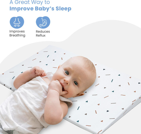 Cherilo Memory Foam Baby Pillow Pack of Solid Half Size Elevated Wedge  Pillow for Baby Crib Mattress