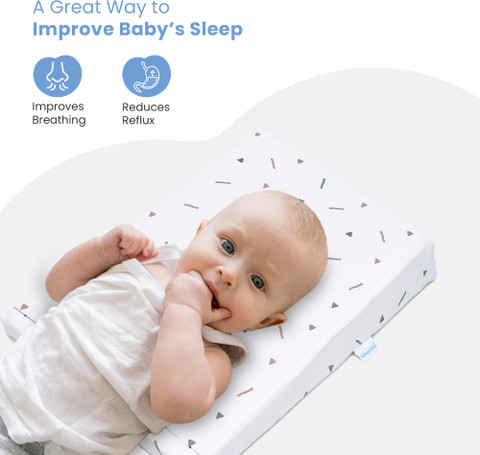 Cherilo Memory Foam Baby Pillow Pack of Geometric Standard Elevated Wedge  Pillow for Baby Crib Mattress,