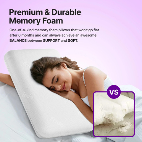 Frido Memory Foam Orthopaedic Pillow Pack of Solid Ultimate Deep Sleep  Pillow for Neck Shoulder Pain Relief, King Size Inch