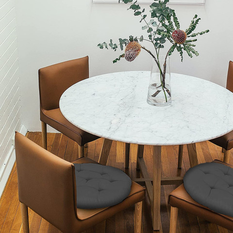 Mom's Moon Polyester Fibre Chair Pad Pack of Solid Round Chair Cushion