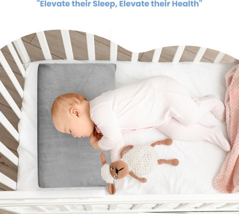 Cherilo Memory Foam Baby Pillow Pack of Solid Full Size Elevated Wedge  Pillow for Baby Crib Mattress,