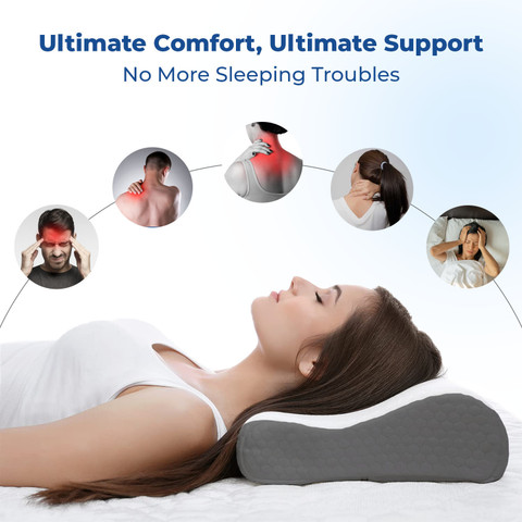 RELAX COMPANY Memory Foam Sleeping Pillow Pack of Solid Contour Cervical  Pillows for Neck and Shoulder Pain Neck Support Pillow