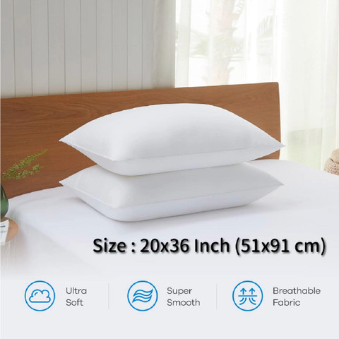 VLYSIUM Polyester Fibre Sleeping Pillow Pack of Solid 20x36 inch