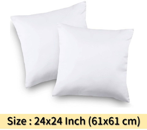 VLYSIUM Polyester Fibre Cushion Pack of Solid Big size 24x24 inch set of  6, square cushion for sofa pillow (60x60 cm Each)