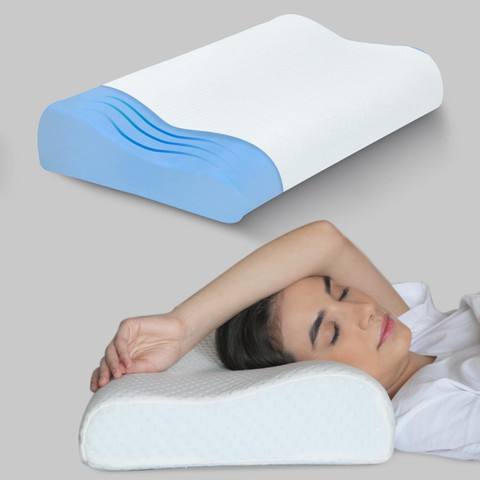Sleepsia Memory Foam Sleeping Pillow Pack of Geometric Contour Cervical  Orthopedic Memory Foam Pillow for Neck and Shoulder Pain-