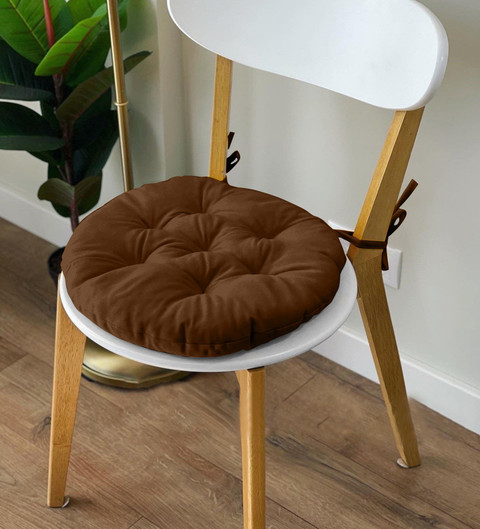 Softlife Microfibre Chair Pad Pack of Solid Round Chair Cushion Seat Pad  For Outdoor, Dining, Home, Office, 16 x 16 Inch