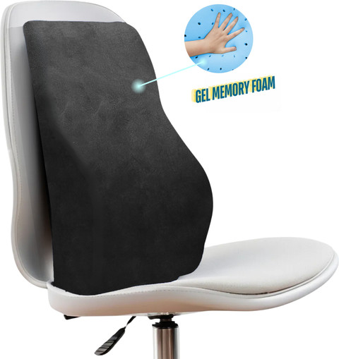 Sleepsia Memory Foam Lumbar Pillow Pack of Solid Velvet Orthopedic Gel  Ventilated Memory Foam Lumbar Support Back Rest Cushion