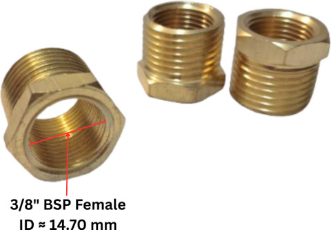 Brass Pipe Reducer Bushing – 1/2" Male To 3/8" Female NPT For Fuel, Water, Air