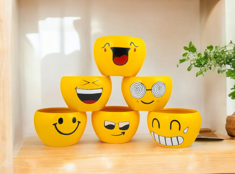 VoiDrop Cute Expressions face Emoji Plant Flower Pot for Living Room, Table  Decor Plant Container Set Price in India - Buy VoiDrop Cute Expressions  face Emoji Plant Flower Pot for Living Room,